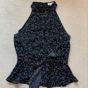 She and Sky Black Dotted Dress Tank